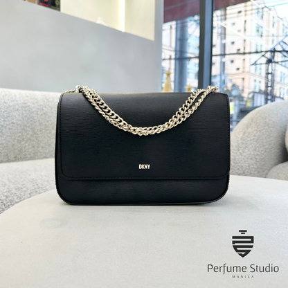 DKNY NADIA FLAP SHOULDER BAG - Handtas - black/silver DKNY NADIA FLAP SHOULDER BAG - Handtas - black/silver
